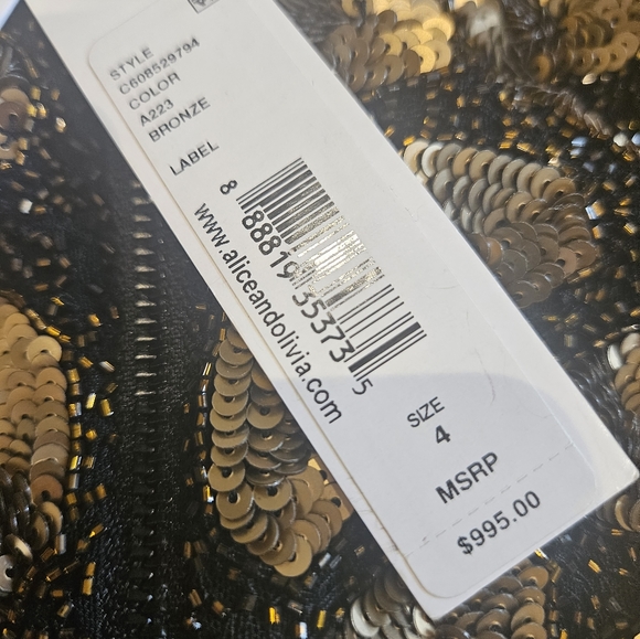 Alice&Olivia deep V beaded sequin cocktail dress - Picture 2 of 3